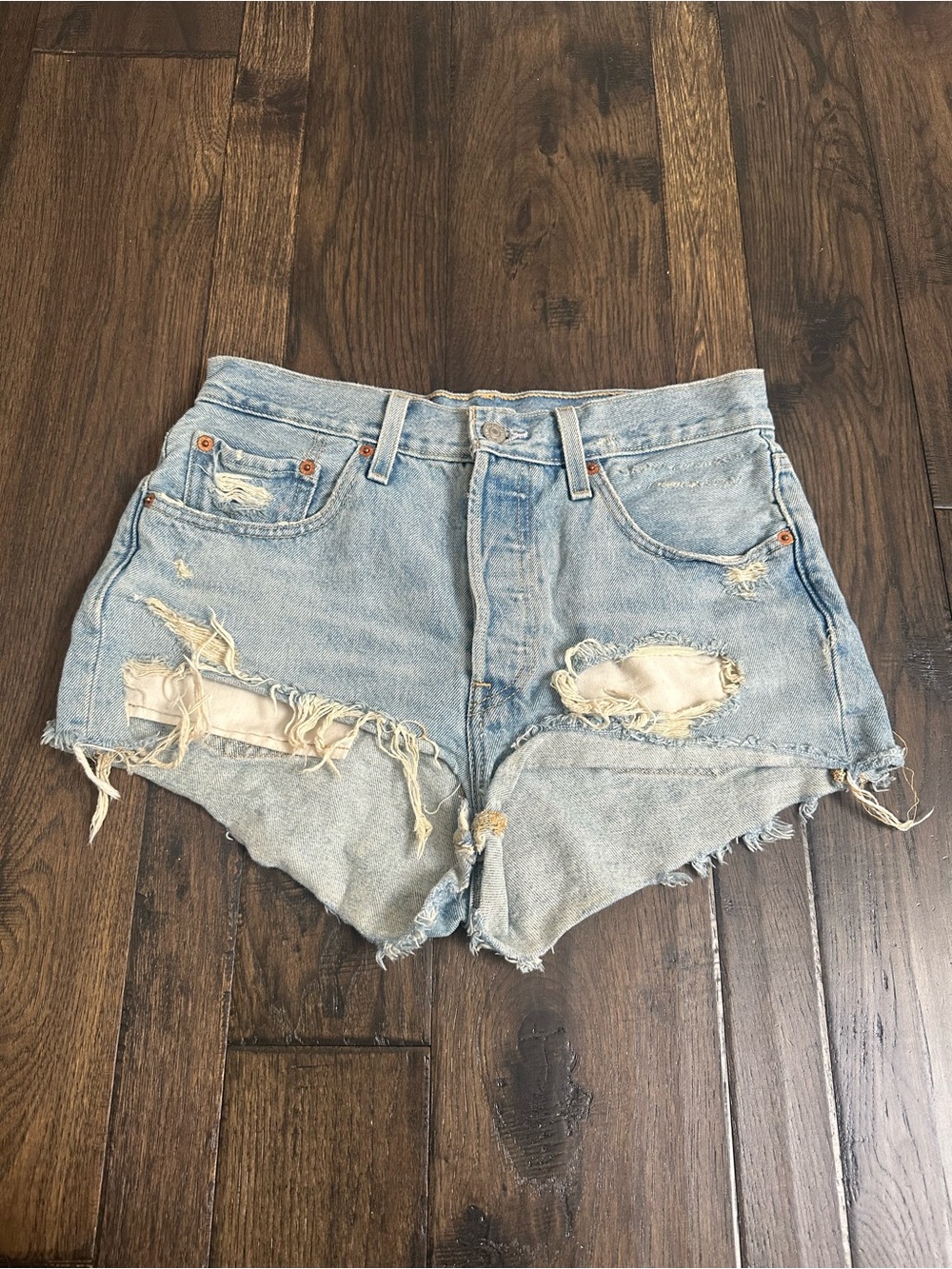 Levi’s Premium 501 Distressed High-Rise Denim Shorts